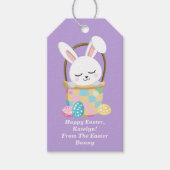 Hübsche Lila Osterhase individuell anpassbare Kind Geschenkanhänger (Vorderseite)