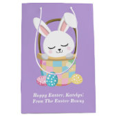 Hübsche Lila Osterhase individuell anpassbare Kind Mittlere Geschenktüte (Vorderseite)
