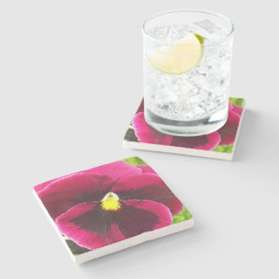 Hübsche Lila Pansy Floral Steinuntersetzer