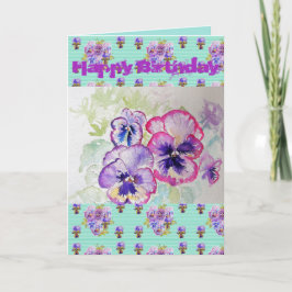 Hübsche Lila Pansy Viola Watercolor Kunstkarte Karte