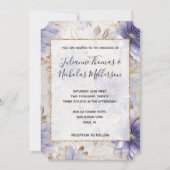 Hübsche Lila Pearl Gold Floral Wedding Einladung (Vorderseite)