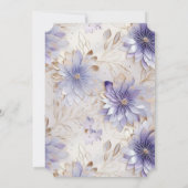 Hübsche Lila Pearl Gold Floral Wedding Einladung (Rückseite)