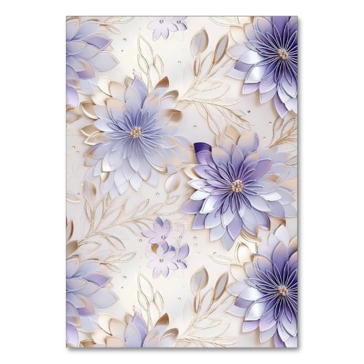 Hübsche Lila Pearl Gold Floral Wedding Tischnummer (Rückseite)