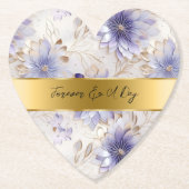 Hübsche Lila Pearl Gold Floral Wedding Untersetzer (Vorderseite)