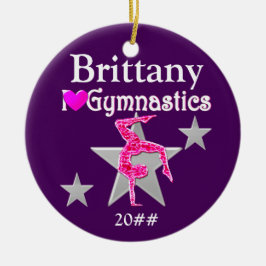 HÜBSCHE LILA PERSONALISIERTE GYMNAST-ORNATION KERAMIK ORNAMENT
