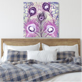 Hübsche Lila Pfauenfedern Elegantes Design Leinwanddruck (Insitu (Schlafzimmer))