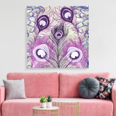 Hübsche Lila Pfauenfedern Elegantes Design Leinwanddruck (Insitu (Wohnzimmer))