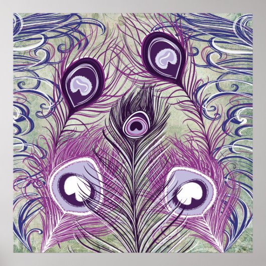 Hübsche Lila Pfauenfedern Elegantes Design Poster (Vorne)