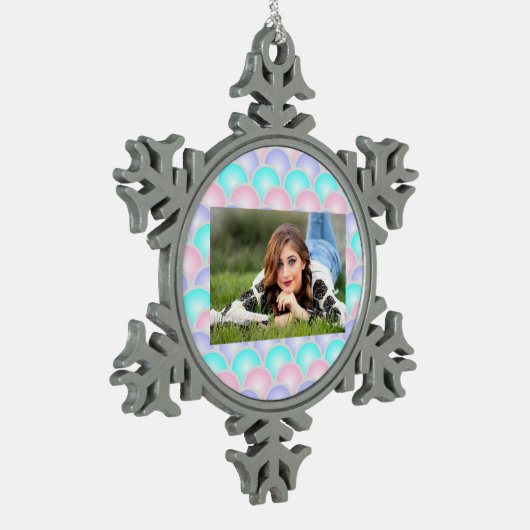 hübsche, lila, rosa Aquarelle Schneeflocken Zinn-Ornament (Links)