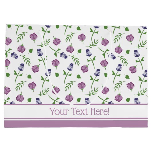 Hübsche Lila Rosa Rosa Rosenknospe, Blumendruck Große Geschenktüte (Rückseite)