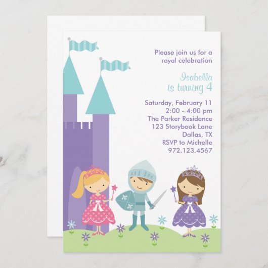 Hübsche Lila, rosa und Aquamarine Einladung der Pr (Vorne/Hinten)