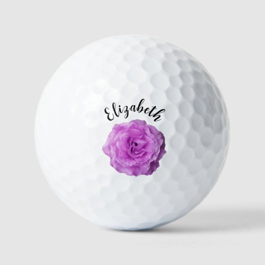 Hübsche lila Rose Blume individuelle Name Damen Golfball (Vorderseite)
