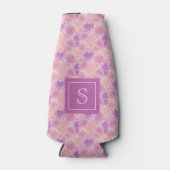 Hübsche Lila Rose Floral Custom Monogram Flaschenkühler (Vorderseite)