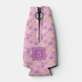 Hübsche Lila Rose Floral Custom Monogram Flaschenkühler (Rückseite)