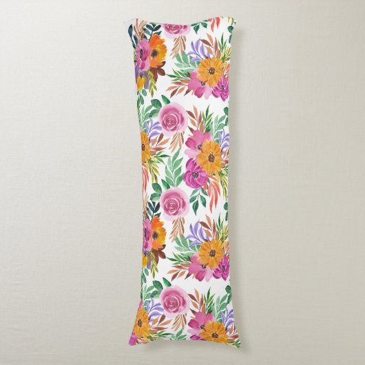 Hübsche Lila Rose Gelbe Blumen Blumenbeet Seitenschläferkissen (Vorderseite Vertikal)