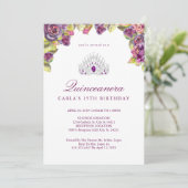 Hübsche Lila Rose Quinceanera Einladungen (Stehend Vorderseite)