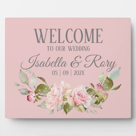 Hübsche, Lila Rosen Hochzeitstablette Fotoplatte (Vorderseite)