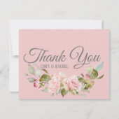 Hübsche Lila Rosenhochzeit Dankeskarte (Vorderseite)