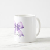 Hübsche lila Schleife personalisierter Name Kaffeetasse (VorderseiteRechts)