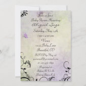 Hübsche Lila Schmetterling- und Weindusche Einladung (Rückseite)