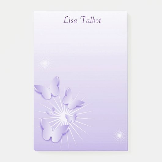 Hübsche lila Schmetterlings-Post-Itanmerkungen Post-it Klebezettel (Vorderseite)