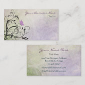Hübsche Lila Silhouette Schmetterling und Reben Visitenkarte (Vorne/Hinten)