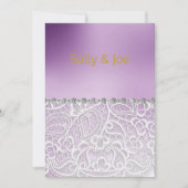 Hübsche Lila Spitzenreiter-Hochzeit Einladung (Vorderseite)