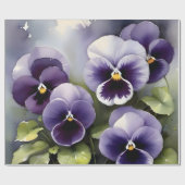 Hübsche lila Stiefmütterchen Aquarellmalerei Geschenkpapier (Flach)