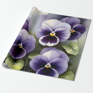 Hübsche lila Stiefmütterchen Aquarellmalerei Geschenkpapier