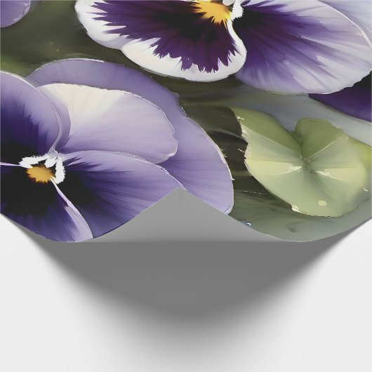 Hübsche lila Stiefmütterchen Aquarellmalerei Geschenkpapier (Ecke)