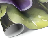 Hübsche lila Stiefmütterchen Aquarellmalerei Geschenkpapier (Rolleneckpunkt)