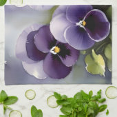 Hübsche lila Stiefmütterchen Aquarellmalerei Geschirrtuch (Gefaltet)