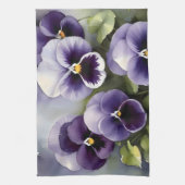 Hübsche lila Stiefmütterchen Aquarellmalerei Geschirrtuch (Vertikal)