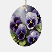 Hübsche lila Stiefmütterchen Aquarellmalerei Keramik Ornament (Rechts)