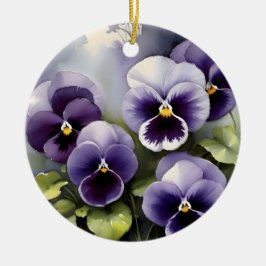 Hübsche lila Stiefmütterchen Aquarellmalerei Keramik Ornament
