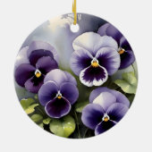 Hübsche lila Stiefmütterchen Aquarellmalerei Keramik Ornament (Hinten)