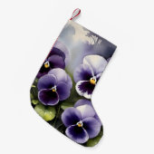 Hübsche lila Stiefmütterchen Aquarellmalerei Kleiner Weihnachtsstrumpf (Vorderansicht (hängend))