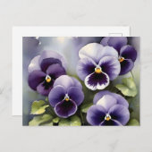 Hübsche lila Stiefmütterchen Aquarellmalerei Postkarte (Vorne/Hinten)