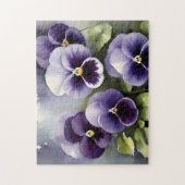 Hübsche lila Stiefmütterchen Aquarellmalerei Puzzle (Vertikal)
