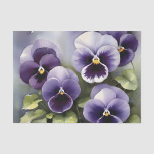 Hübsche lila Stiefmütterchen Aquarellmalerei Seidenpapier