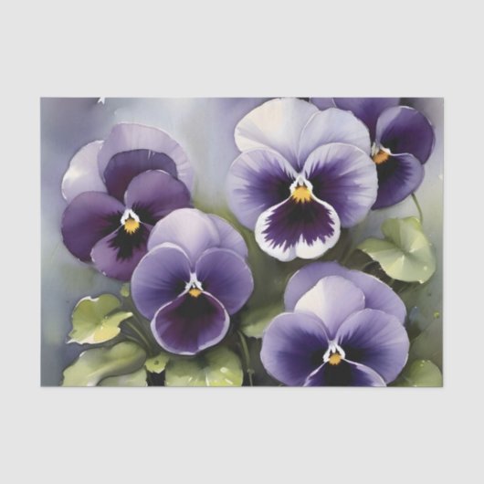 Hübsche lila Stiefmütterchen Aquarellmalerei Seidenpapier (Vorderseite)