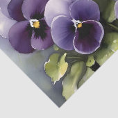 Hübsche lila Stiefmütterchen Aquarellmalerei Seidenpapier (Ausschnitt)