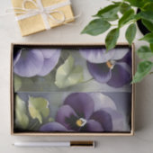 Hübsche lila Stiefmütterchen Aquarellmalerei Seidenpapier (Geschenk)