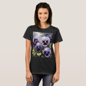 Hübsche lila Stiefmütterchen Aquarellmalerei T-Shirt (Vorne ganz)
