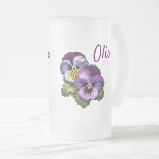 Hübsche Lila Stiefmütterchen Mattglas Bierglas (VorderseiteRechts)