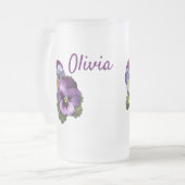 Hübsche Lila Stiefmütterchen Mattglas Bierglas (Vorderseite Links)