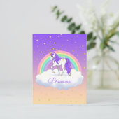 Hübsche Lila süße Träume Regenbogen Unicorn Einladung (Stehend Vorderseite)