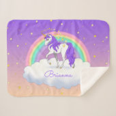 Hübsche Lila süße Träume Regenbogen Unicorn Sherpadecke (Vorderseite (Horizontal))