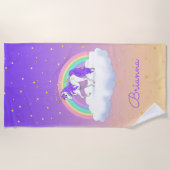 Hübsche Lila süße Träume Regenbogen Unicorn Strandtuch (Vorderseite)