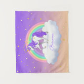 Hübsche Lila süße Träume Regenbogen Unicorn Wandteppich (Vorderseite)